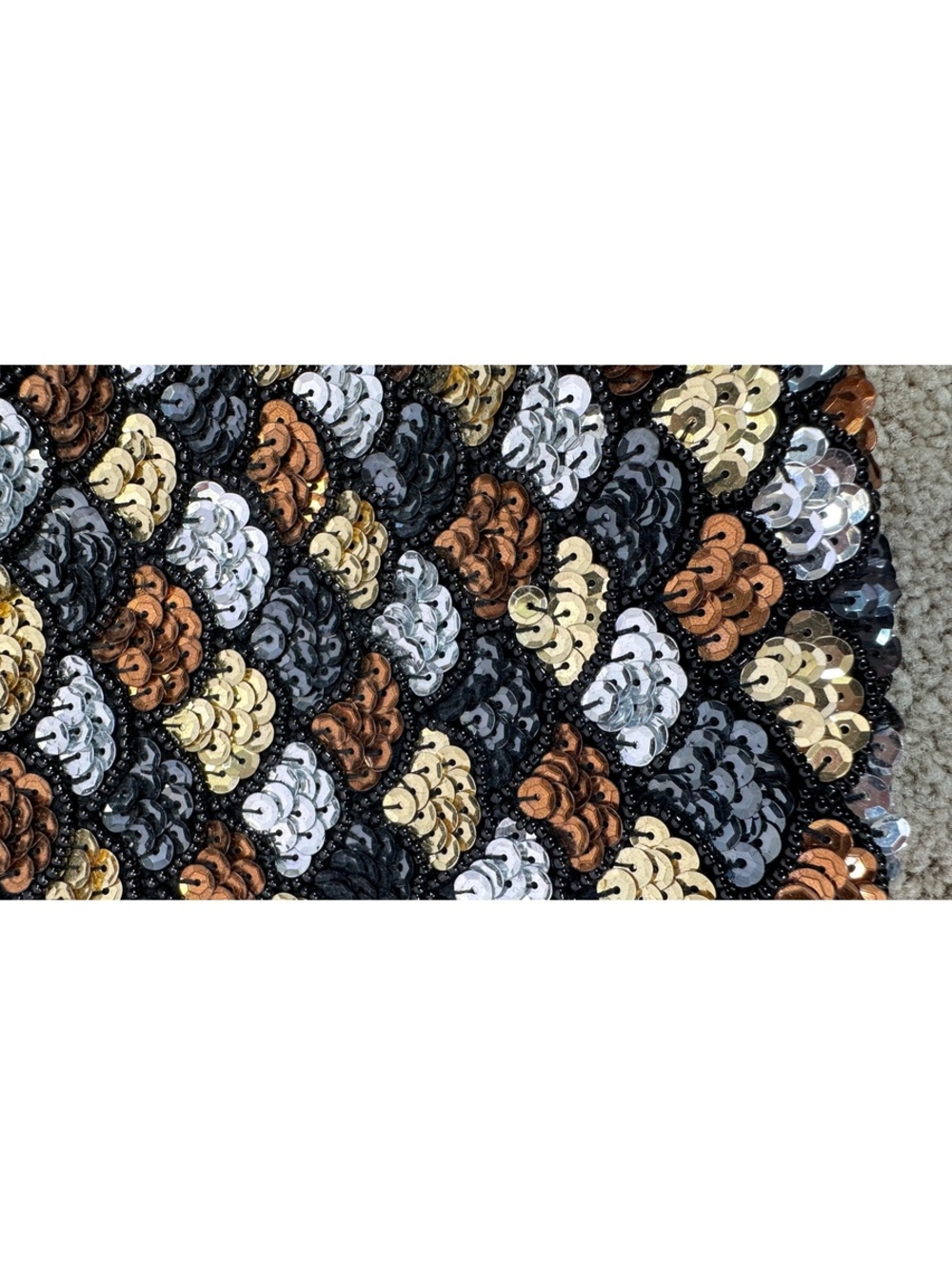 Carla Marchi Sequined Evening Bag Beaded Shoulder Strap 8x6” Cocktail Purse - Picture 2 of 5